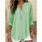 Casual effen damesblouse met V-hals