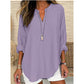 Casual effen damesblouse met V-hals