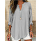 Casual effen damesblouse met V-hals
