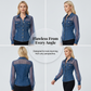 👕Dames-top van denim met mesh-patchwork – Elegante, chic getailleerde top✨