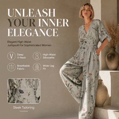 Elegante jumpsuit met V-hals en print voor dames