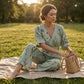 Elegante jumpsuit met V-hals en print voor dames