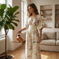 Elegante jumpsuit met V-hals en print voor dames