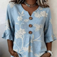 Zomerse bloemenprinttop voor dames met ruches aan de mouwen
