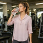Damesblouse met sjaalkraag en knopen aan de voorkant
