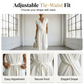 Jumpsuit voor dames met V-hals, wijde pijpen en strik in de taille
