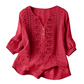 Ademend shirt met korte mouwen voor dames in artistieke stijl