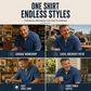 Vintage denim T-shirt met halve rits voor heren