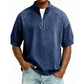 Vintage denim T-shirt met halve rits voor heren