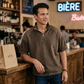 Vintage denim T-shirt met halve rits voor heren