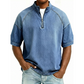 Vintage denim T-shirt met halve rits voor heren