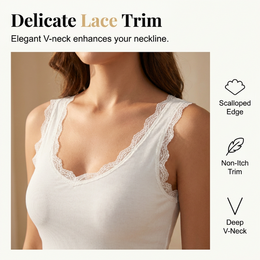 🎉Tijdelijke Korting! 👙✨Ondersteunende Cami-Tanktop voor Dames | Gladde Rug & Kanten Rand | Veelzijdig te Combineren🌸💃