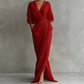 Elegante maxi-jurk met V-hals en overslag voor dames