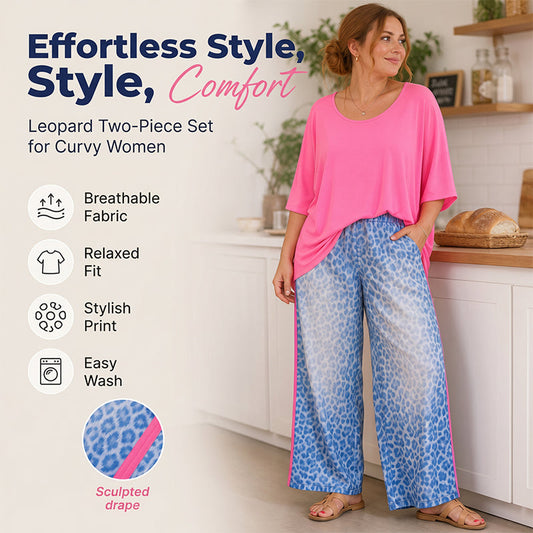 Set bestaande uit een losvallend damesshirt en een broek met luipaardprint