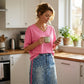 Set bestaande uit een losvallend damesshirt en een broek met luipaardprint