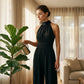 Mouwloze jumpsuit met hoge kraag en wijde pijpen voor dames