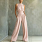 Mouwloze jumpsuit met hoge kraag en wijde pijpen voor dames