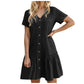 👗🌸✨ Dames Knopen Jurk – Katoen-Linnen Losvallende Zomerjurk met Ruffle Zoom 💖