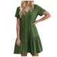 👗🌸✨ Dames Knopen Jurk – Katoen-Linnen Losvallende Zomerjurk met Ruffle Zoom 💖
