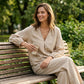 Casual set met V-hals top en broek voor dames