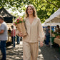 Casual set met V-hals top en broek voor dames