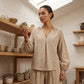 Casual set met V-hals top en broek voor dames