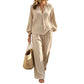 Casual set met V-hals top en broek voor dames