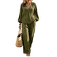 Casual set met V-hals top en broek voor dames