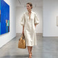 Women's Half-Zipper Stand Collar Puff Sleeve Dress