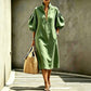 Women's Half-Zipper Stand Collar Puff Sleeve Dress
