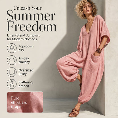 Zomerse, ruimvallende jumpsuit met V-hals voor dames