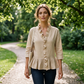 Elegante damestop met ruches en V-hals