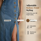 Mouwloze maxi-jurk van denim met V-hals en knoopsluiting aan de voorkant