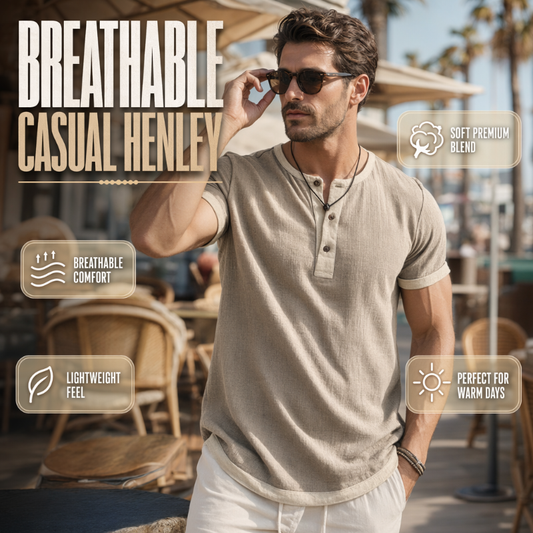 ⌛Tijdelijke aanbieding – Ademend Henley-shirt met korte mouwen voor heren