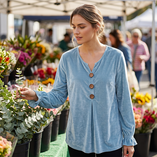 Casual blouse met V-hals en losse pasvorm voor dames