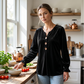 Casual blouse met V-hals en losse pasvorm voor dames