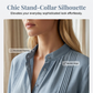 Women's Casual Mandarin Collar Pintuck Top