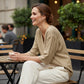 Casual damesblouse met V-hals en driekwartmouwen