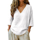Casual damesblouse met V-hals en driekwartmouwen