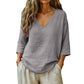 Casual damesblouse met V-hals en driekwartmouwen