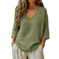 Casual damesblouse met V-hals en driekwartmouwen
