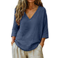 Casual damesblouse met V-hals en driekwartmouwen