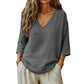 Casual damesblouse met V-hals en driekwartmouwen