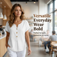 Casual T-shirt met V-hals en knopen voor dames