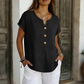 Casual T-shirt met V-hals en knopen voor dames