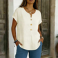Casual T-shirt met V-hals en knopen voor dames