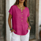 Casual T-shirt met V-hals en knopen voor dames