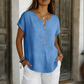 Casual T-shirt met V-hals en knopen voor dames