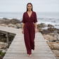 Elegante jumpsuit met V-hals en wijde pijpen voor dames
