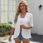 Damesvest met halflange mouwen, gaasbreisel en ruches